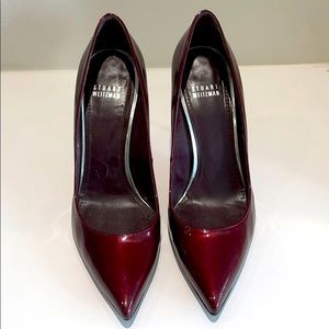 Stuart Weitzman Nouveau Bordeaux red patent pump